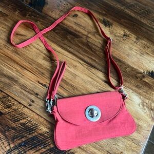 Bagallini Like New Red Monaco Crossbody Wristlet Convertible Travel Clutch Purse